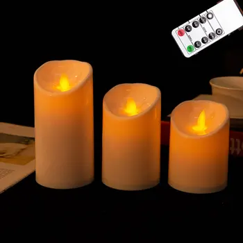 3 Gabalus Nuotolinio Valdymo Judančius Viko Žvakės,baterijomis, Mirgėjimas Geltona Ašarų Lašas LED Sūpynės Ramstis Žvakės Su Laikmačiu