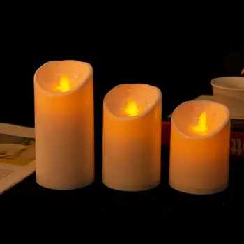 3 Gabalus Nuotolinio Valdymo Judančius Viko Žvakės,baterijomis, Mirgėjimas Geltona Ašarų Lašas LED Sūpynės Ramstis Žvakės Su Laikmačiu