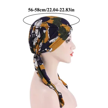 Musulmonų Moterys Spausdinti Hijabs Kepuraitės, Galvos Turbaną Galvos Skara Chemo Vėžio Cap Plaukų Slinkimas Skrybėlę Ilga Uodega Lankas Variklio Dangčio Pločio Juosta Apvynioti Bžūp