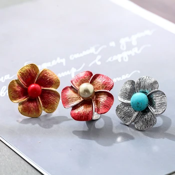 Vintage Spalvos Gėlės Su Granulių Keičiamo Dydžio Žiedai Moterų Mados Netaisyklingos Kūno Papuošalų, Dekoro Priedai 2021
