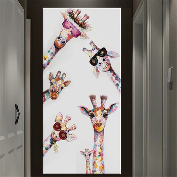 Spalvinga Žirafa Gyvūninės Šeimos Plakatas, Tapyba Cuadros Už Vaikas Sienos Paveiksl Kambarį Namų Dekoro Žirafa, Plakatai, Tapyba