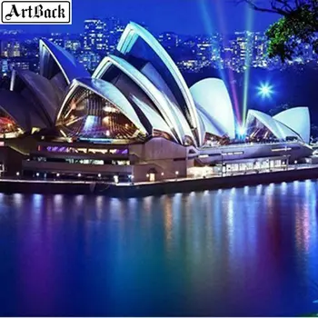 5d kvadratiniu diamond tapybos Australija Sydney Opera House kraštovaizdžio mozaikos amatų diamond siuvinėjimo 80x80cm