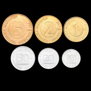 Slovėnija Nustatyti 6 Monetų Originalus Tiesa Nekilnojamojo Originali Moneta Europos Kolekcines, Dovana, UNC
