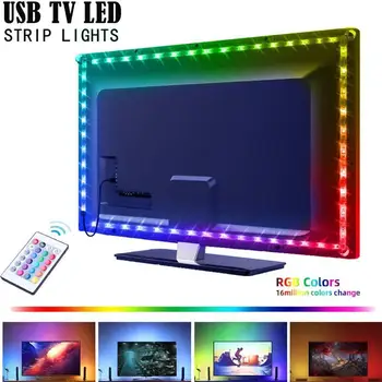 4M LED Šviesos Juostelės TV Apšvietimas RGB DC5V Lanksti Lempa Juosta USB TV Foninio Apšvietimo LED Juostelės Su Nuotolinio Valdymo
