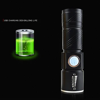 XP-G Q5 Nešiojama USB Patogu Galingas LED Žibintuvėlis Įkraunamas Žibintuvėlis Flash Šviesos Dviratį Kišenėje Zoomable Lempa integruota Baterija 10W