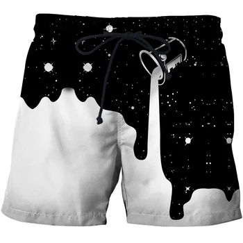 2021 Juoda ir balta pieno šortai 3D spausdinimo Šortai vyrams vasaros Juokinga shorts Mens paplūdimio šortai Nauji plaukimo glaudės vyrams ir moterims