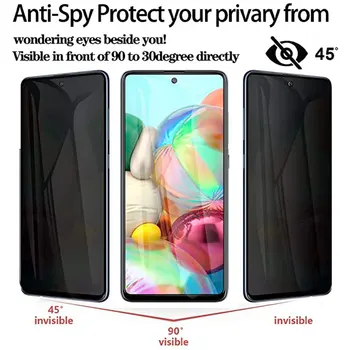 Anti Spy Grūdintas Stiklas Samsung Galaxy S21 Plius S20 FE A52 A12 A72 Privacy Screen protector For Samsung A32 A71 A51 Stiklo