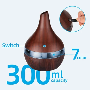 Oro Drėkintuvas Elektros Aromato Difuzorius Aromaterapinis difuzorius Medienos Grūdų Alyvos Rūko Maker Fogger 7 Spalvų LED Šviesos Namuose