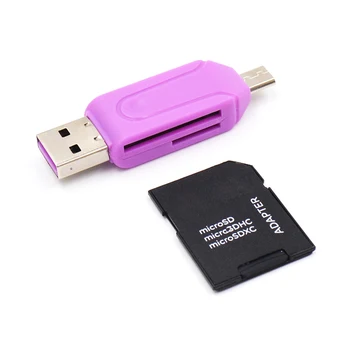 Mini Nešiojamas TF Card Reader Atminties Kortelių Skaitytuvas OTG Adapterio 2 In 1 USB 2.0 PC Kompiuterių Priedai, Didelis Greitis