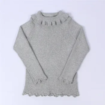 Gryna spalva rudenį ir žiemą atsitiktinis mados megzti nėrinių golfo grynos medvilnės spalvotų vaikų megztinis dugno marškinėliai