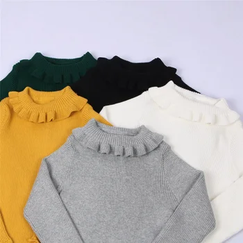 Gryna spalva rudenį ir žiemą atsitiktinis mados megzti nėrinių golfo grynos medvilnės spalvotų vaikų megztinis dugno marškinėliai