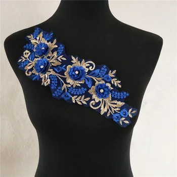 Mados Stilius Siuvinėjimo Suknelė Apdailos 3D trimatis Gėlių kalnų krištolas Nėrinių Apykaklę 