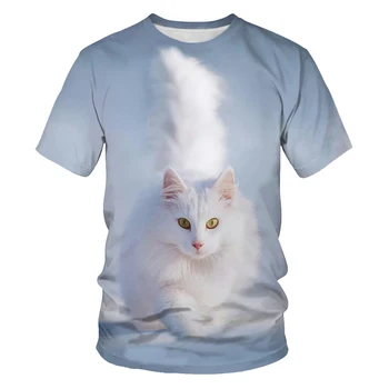 Vasaros mados nauja, T-marškinėliai, vyrų ir vaikų mėgstamiausių mažos katė, 3D spausdinimas, atsitiktinis ir kvėpuojantis trumparankoviai viršų