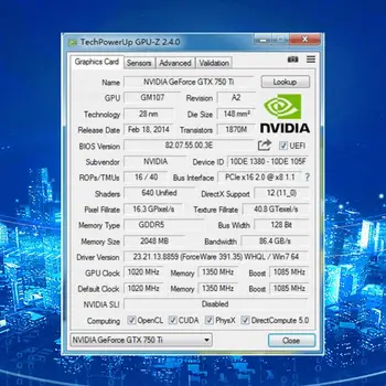 1pc High-end Grafinės plokštės GTX750ti 2GB Ddr5 128bit Pcie vaizdo plokštė Placa Super GPU Vaizdo plokštė Stalinį Kompiuterį