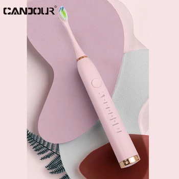 CANDOUR CD5138 Elektros dantų šepetėlį USB Įkraunamas Sonic Dantų šepetėliu Suaugusiųjų Pakeisti Plaštakoje Galvą su 16 Teptuku Galvos