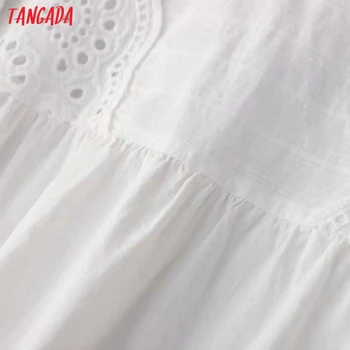 Tangada Moterų Retro Siuvinėjimo Romantiška Medvilnės Palaidinė Marškinėliai trumpomis Rankovėmis 2021 Elegantiškos Moteriškos Marškinėliai Topai ZE05