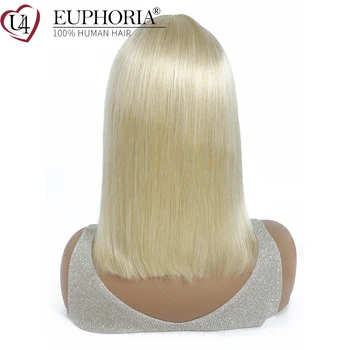 Brazilijos Remy Human Hair Pilna Mašina Padarė Ne Nėrinių Perukai Su Kirpčiukais Šviesūs 613 Tiesūs Plaukai, Perukai Ombre Platinum EUFORIJA
