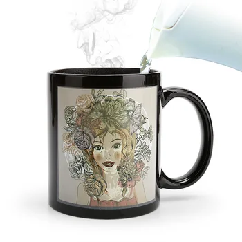 Naujas Produktas Graži Moteris Spalva Keičiasi Taurės Keraminės Kavos Puodelio, Karšto Spalva Keičiasi Vandens Puodelį Kūrybinės Keramikos Arbatos Puodelio Pieno