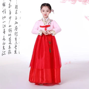 Merginos Palace Korėjos Hanbok Vaikų Tautinių Mažumų Tradicinių Drabužių Senovės Vestuvių, Siuvinėta Apranga Orientuotis Šalies Hanbok