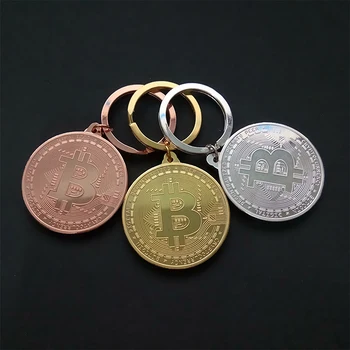 Kolekcines Monetos Meno Kolekcija Auksą, Padengtą Bitcoin Monetos Key Chain Dovana Fizinių Metalų Antikos Imitacija Namų Dekoro