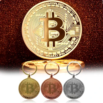 Kolekcines Monetos Meno Kolekcija Auksą, Padengtą Bitcoin Monetos Key Chain Dovana Fizinių Metalų Antikos Imitacija Namų Dekoro