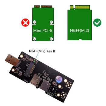 NGFF M. 2 USB 3.0 Adapteris Plėtros Kortelę su Dviguba NANO SIM Kortelės Lizdas WLAN/LTE, 3G/4G/5G Modulio laikiklis M. 2 mygtukas B 3042/3052