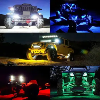 8 Ankščių RGB LED Roko Žibintai Su APP/Double RF Nuotolinio Valdymo 128 Daugiaspalvis Led Neon Underglow Apšvietimo Rinkinys, Skirtas Automobiliams