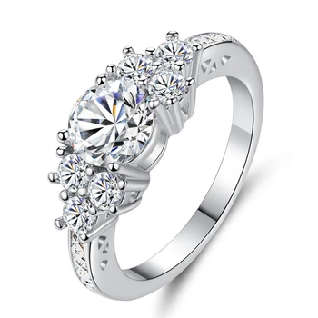Mados ir elegantiškas ponios metalo cirkonis žiedas atsitiktinis šalies dalyvavimas vestuvių sidabro padengtą žiedas