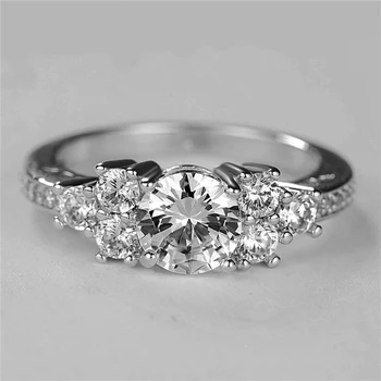 Mados ir elegantiškas ponios metalo cirkonis žiedas atsitiktinis šalies dalyvavimas vestuvių sidabro padengtą žiedas