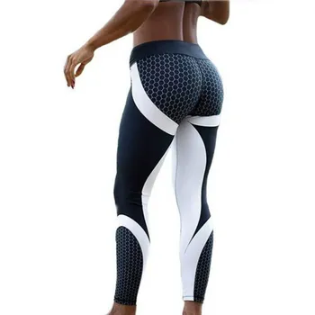 YGYEEG Moterų Antblauzdžiai Modelis Poliesteris Legging Ruožas Išspausdinti Kelnės Dirbti Sporto Baltos, Juodos Kelnės Fitness Leggins