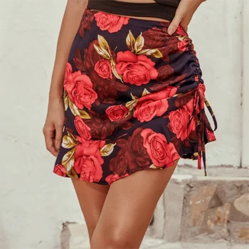 Minifaldas Derliaus de cintura alta para mujer, ropa de est * ar * ar tica de losS88, moda coreana con volantes florales y abertura