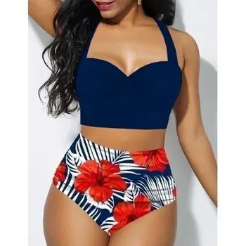 Moterų Push Up Bikinis Seksualus 2021 Aukšto Juosmens maudymosi kostiumėlį, Plius Dydis Bikini Komplektas Plius Dydis maudymosi Kostiumėliai Moterų Maudymosi Kostiumas, Paplūdimio 5XL