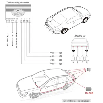 Automobilių Auto Parktronic Parkavimo Jutiklis LED Automobilio su 4 Atvirkštinio Atsarginės Jutikliai, Automobilio Atbulinės eigos Radaras Stebi Detektorius Rodymo Sistema