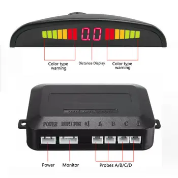Automobilių Auto Parktronic Parkavimo Jutiklis LED Automobilio su 4 Atvirkštinio Atsarginės Jutikliai, Automobilio Atbulinės eigos Radaras Stebi Detektorius Rodymo Sistema