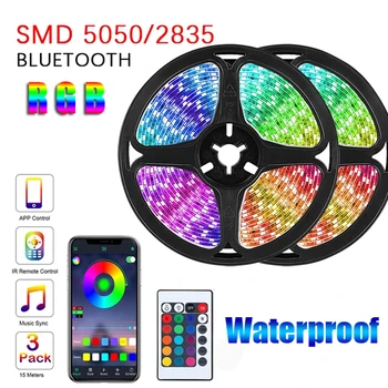 LED Juostelės Žibintai Namų Dekoro Vandeniui Bluetooth Nuotolinio Valdymo pulto Led RGB 5050 2835 Kambarį Apdaila Estetinį Kambario Dekoro