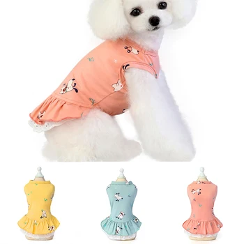Vasaros šunelis Printed Dress 1PC Cute Mados Medvilnės Puppy, Pet Sijonas Patvarus Minkštas Kvėpuojantis Mažų Šunų Suknelė jorkšyro terjerai Drabužiai