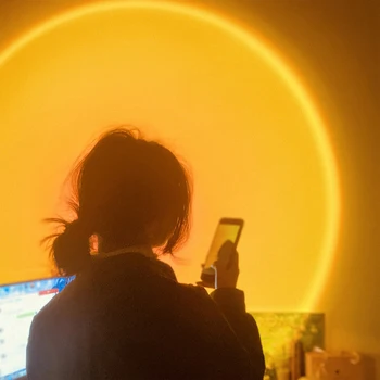 Saulėlydžio Lempos Saulėlydžio Projektoriaus Lempa Atmosfera Led Nakties Šviesos Namuose Miegamasis Fone Sienų Apdailai USB Spalvinga Stalo Lempa