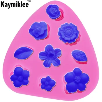 Kaymiklee M073 Mini Žiedų ir Lapų Silikono Tortas Pelėsių Gėlės silikono formos Muilo pelėsių Minkštas Tortas Dekoravimo Įrankiai