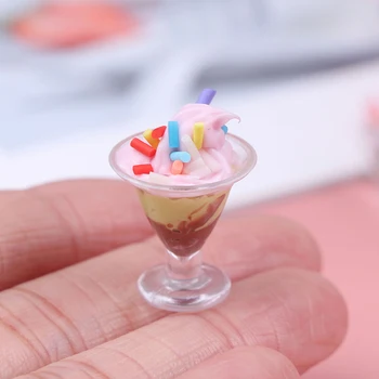 1Pc 1/12 Lėlių Miniatiūrinės Maisto Mini Dervos Ledų Puodeliai Gėrimai, Žaislai Modelis