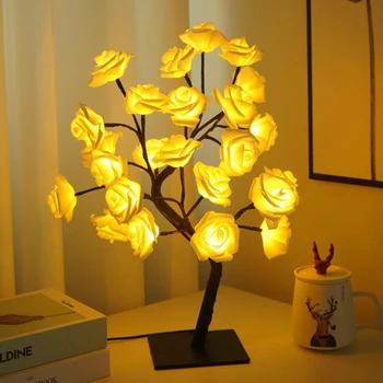 Kūrybos LED Stalo Lempa Išaugo Gėlė, Medis, Lempos, Naujas USB Naktį Šviesos Namų Puošybai Romantiška Vestuvių papuošalai Kalėdų