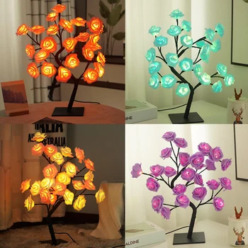 Kūrybos LED Stalo Lempa Išaugo Gėlė, Medis, Lempos, Naujas USB Naktį Šviesos Namų Puošybai Romantiška Vestuvių papuošalai Kalėdų