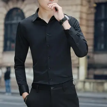 2021 Didelio Dydžio vyriškų Verslo Atsitiktinis Ilgas Rankovėmis Marškinėliai White Blue Black Smart Vyrų Socialinės Suknelė Marškiniai Plius