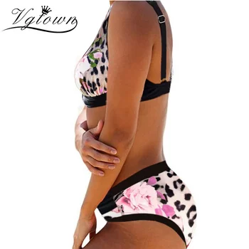 Plus Size 8XL Moterų maudymosi Kostiumėliai, Plius Iki Leopard Print Dviejų dalių maudymosi kostiumėlis Vasaros Maudymosi Kostiumas, Paplūdimio Bikini Komplektas