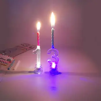 Skaičiai 0-9 Led Gimtadienio Žvakių Šviesos 13cm Elektroninė Žvakė Blizga Numeriai Flash Šalies Pyragas Apdaila Žvakių Lemputė