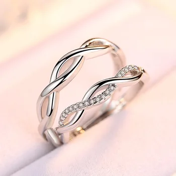 Romantiška Pora Žiedus Micro Crystal Asfaltuotas Spirališkai Entangle Geometrinis Atidaryti Žiedai, Vestuvių Priedai Valentino Dienos Dovanos