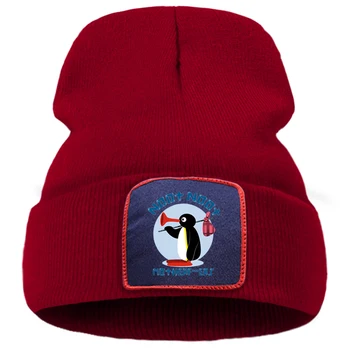 Gyvūnų Animacinių Filmų Pingvinas Kawaii Spausdinti Beanie Skrybėlių Šiltas Karšto Pardavimo Žiemos Skrybėlę Minkštas Storas Vilnos Megztos Kepurės Kokybės Komforto Bžūp
