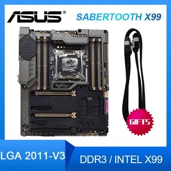 Už ASUS SABERTOOTH X99 Originalus Plokštė X99 X99M 2011 Socket LGA 2011 Core i7 LGA2011 V3 DDR3 Naudoti Darbastalio Plokštė