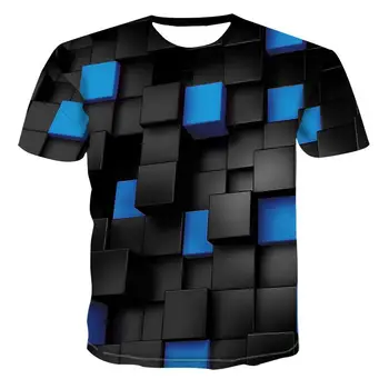 Didelio Dydžio Vyrai T-Shirt 2020 Metų Vasaros Geometrinio Rato 3D Išspausdintas Viršų Tees Mados O--Kaklo trumpomis Rankovėmis Atsitiktinis Laisvi Marškinėliai Vyrams