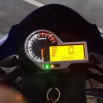 Universalus Motociklas 15000RPM Skaitmeninis LCD Spidometras Odometras Tachometras Priemonių Greičio Jutiklis 1-6 Pavarų Motocycle
