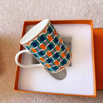 Aukštos Kokybės Porceliano Kavos Puodelis Su Orange Box Kaulų Kinijos Arbatos, Pieno, Vandens Taurės Šiaurės Šalių Namų Dekoro Prabangių Vestuvių, Gimtadienio Dovanos